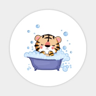 Cute Baby Tiger In Bathtub Magnet